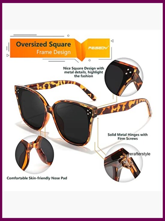 Oversized Polarized Sunglasses with UV400 Protection Square Frame main image 4